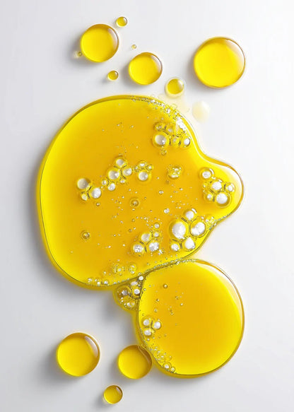 Close-up of bakuchiol oil serum texture on a white background.