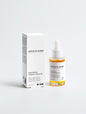 Nourishing organic facial oil in a sleek white bottle with box on a white background, 30 ml.