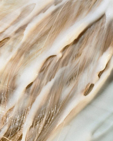 Close-up of beige and brown hair texture